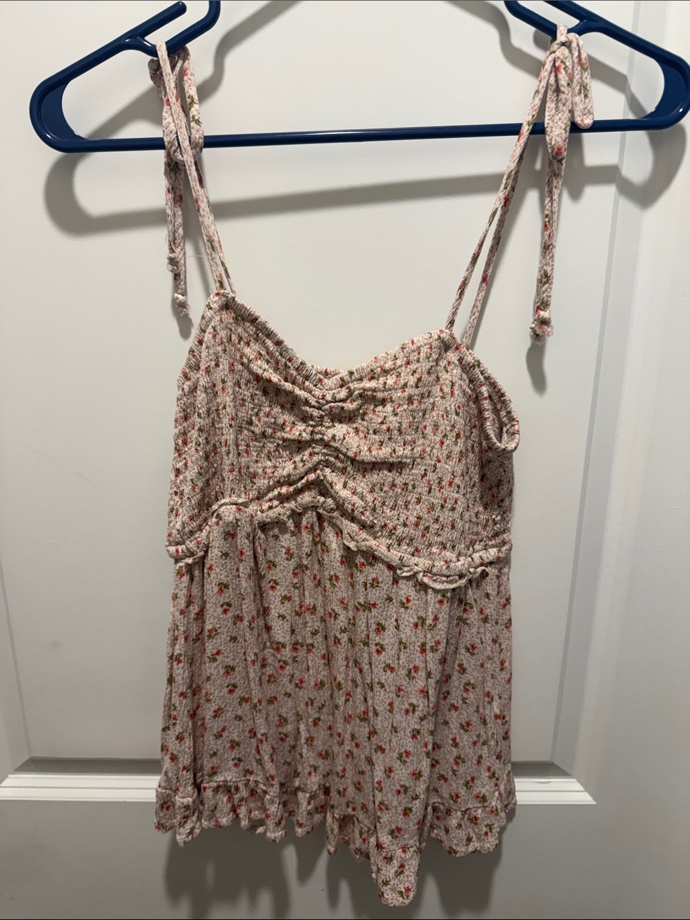 Hem & Thread Pink Floral Smocked Tie-Strap Cami